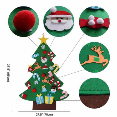 Sapin de Noël en Feutrine – 95cm – 26 Pièces de Décoration + CADEAU