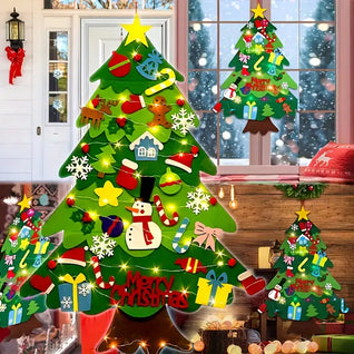 Sapin de Noël en Feutrine – 95cm – 26 Pièces de Décoration + CADEAU